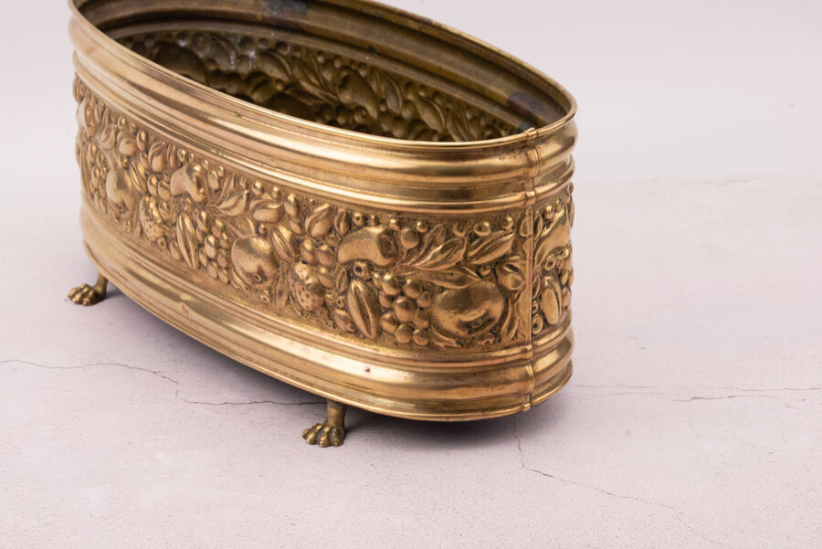 Jardinière vintage ovale en cuivre