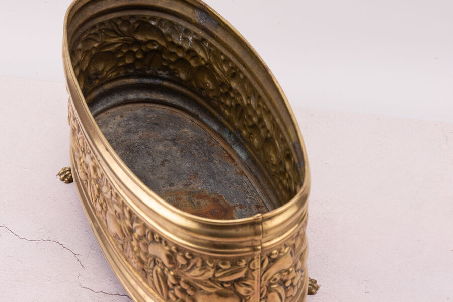Jardinière vintage ovale en cuivre