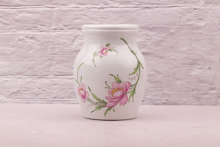 Vase en porcelaine Revol à fleurs roses 