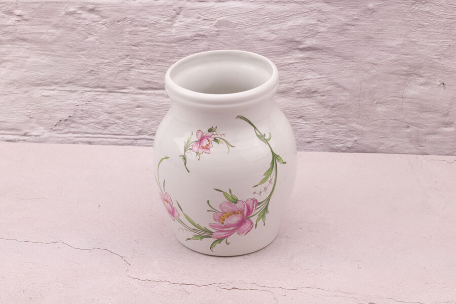Vase en porcelaine Revol à fleurs roses 