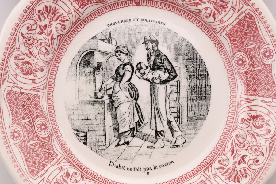 6 assiettes à dessert Gien Proverbes militaires