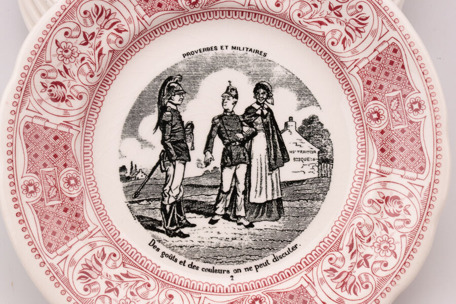 6 assiettes à dessert Gien Proverbes militaires