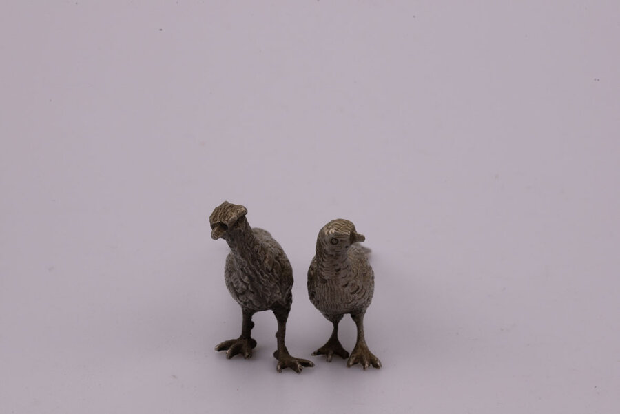 2 petits faisans de déco de table 