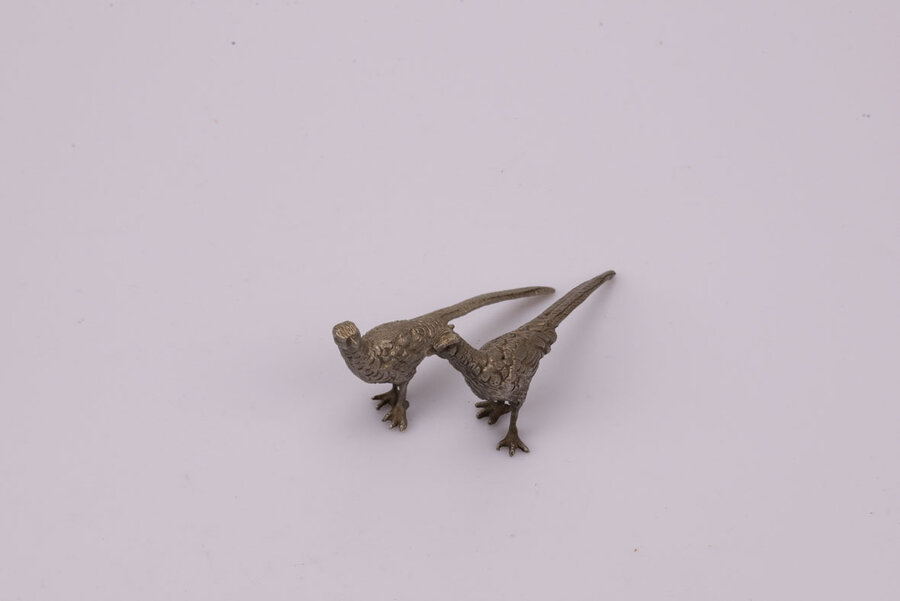 2 petits faisans de déco de table 