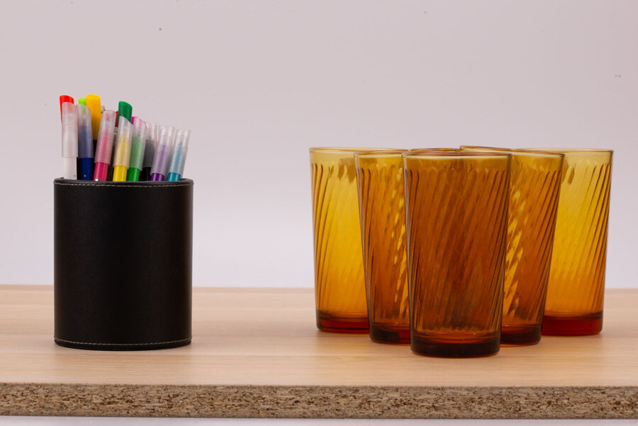 6 verres à eau ambre