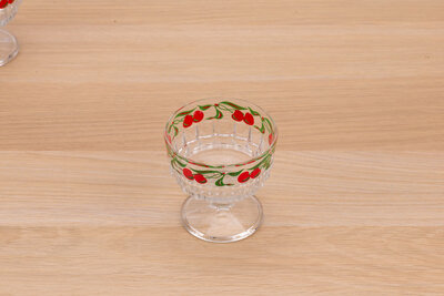 6 coupes en verre vintage aux motifs cerises
