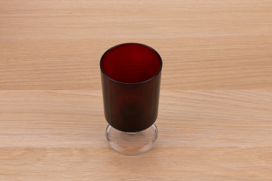 5 verres en verre  rouge bordeaux fabriqués en France 