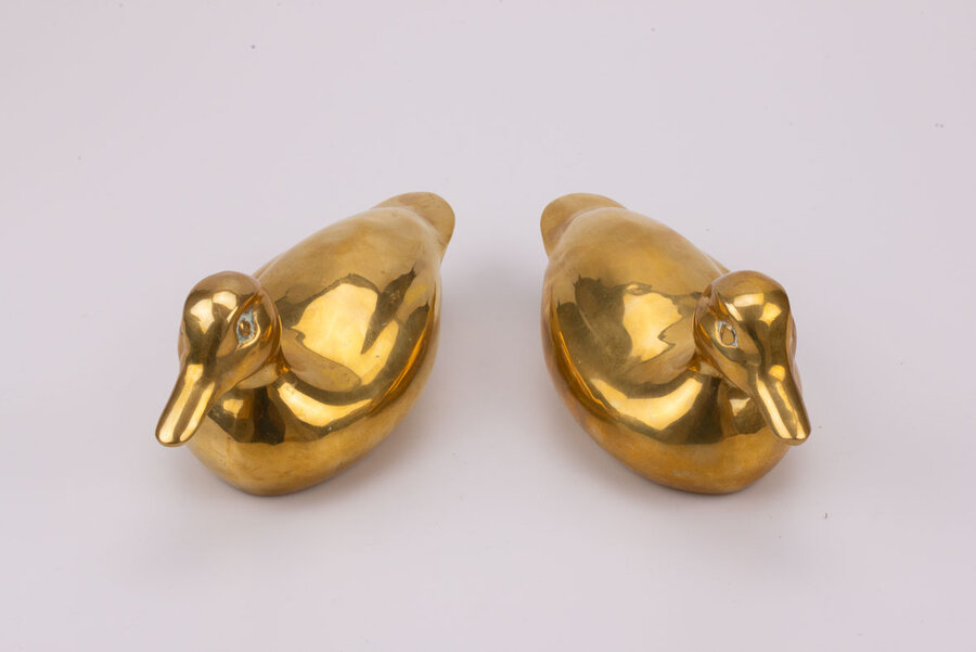 Duo de canards en laiton, pièces façonnées par Sarreid, Etats-Unis, probablement dans les années 70