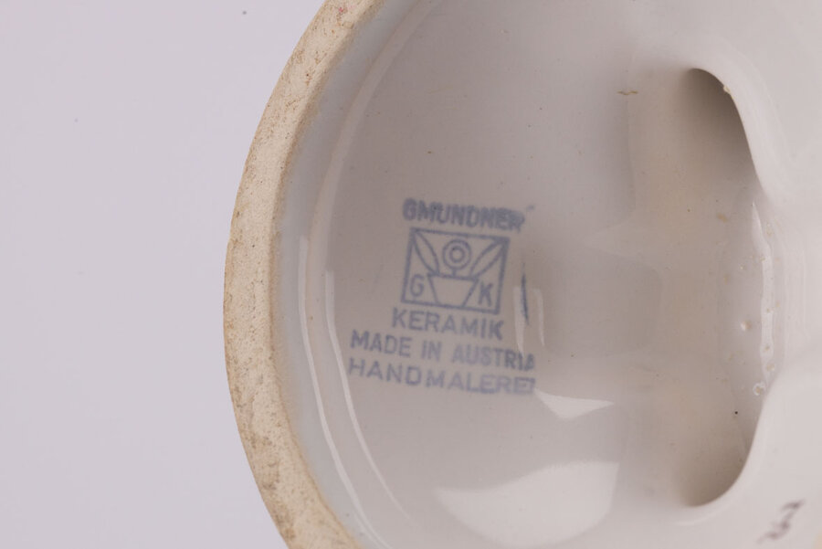  Bougeoir en faïence  avec motifs floraux fabriquée en Autriche par la manufacture Gmundner Keramik