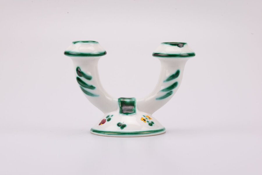 Bougeoir à 2 lumières en faïence vintage de chez Gmundner Keramik