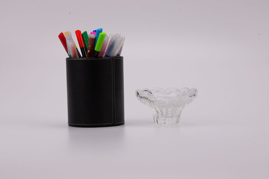 Bougeoir en verre cristallin taillé