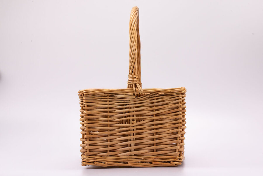 Panier à bouteilles artisanal en osier à 6 compartiments et une grande hanse