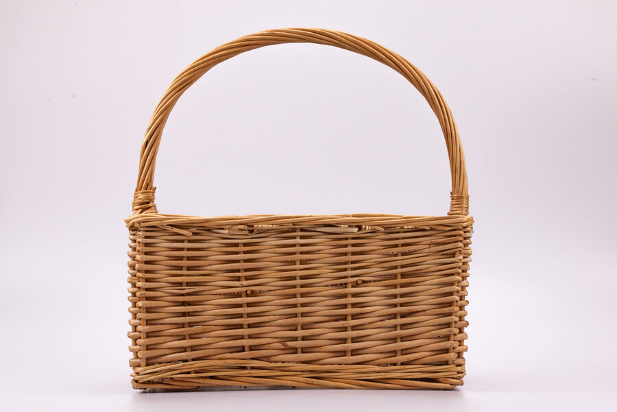 Panier à bouteilles artisanal en osier à 6 compartiments et une grande hanse