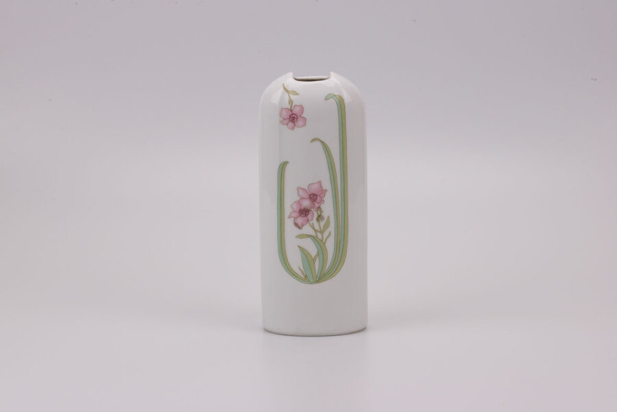 Vase soliflore vintage en porcelaine de la manufacture Eschenbach avec un motif de fleur