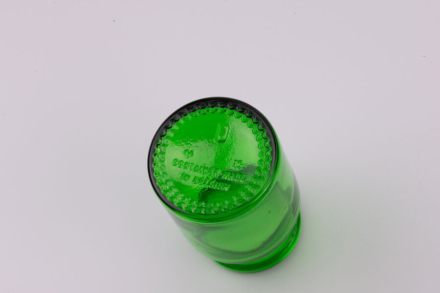 Petit pot vintage en verre fumé fabriqué en Belgique