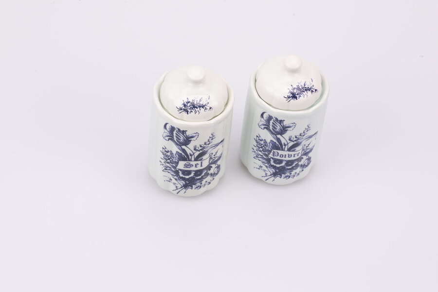 Duo de Poivre et Sel vintage en porcelaine de la manufacture T.Delfts Bleau