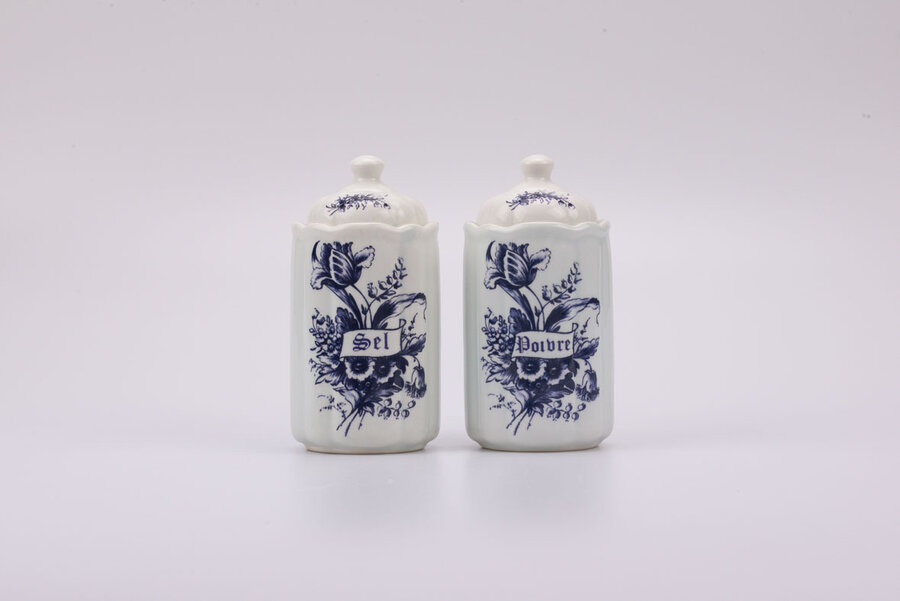 Duo de Poivre et Sel vintage en porcelaine de la manufacture T.Delfts Bleau