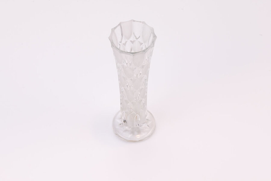 Vase en cristal vintage et allongé pour petits bouquets