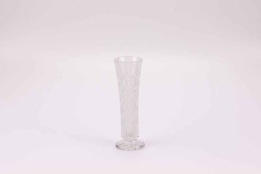 Vase en cristal vintage et allongé pour petits bouquets