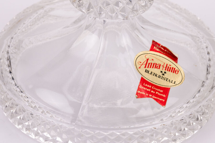Vase vintage en cristal étiqueté Anna Hütte