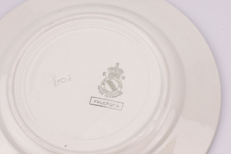 Assiette à dessert vintage en porcelaine signée K&G Luneville 