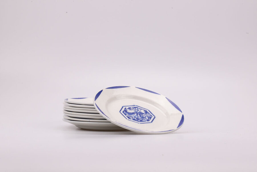 Set de 9 assiettes à dessert vintage en porcelaine de chez K&G Luneville 
