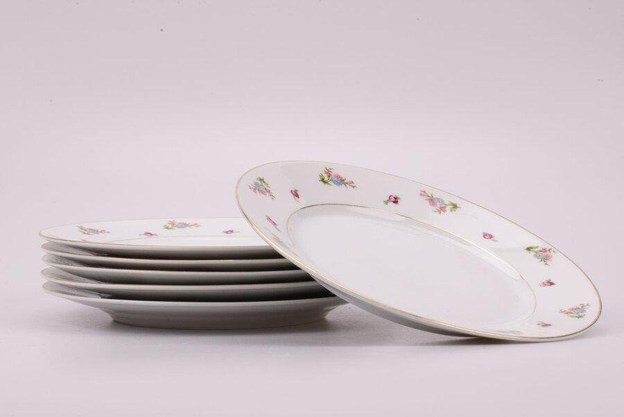 Set de 6 assiettes plate vintage en porcelaine de chez Cerabel de Baudour