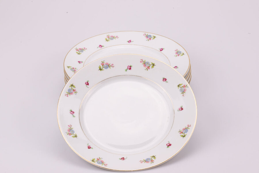 Set de 6 assiettes plate vintage en porcelaine de chez Cerabel de Baudour