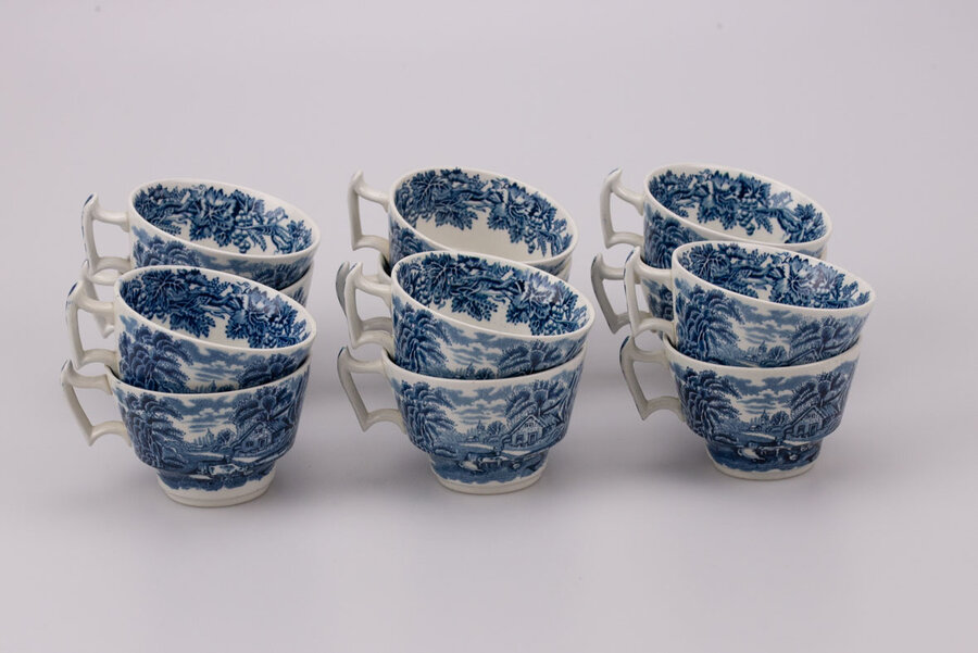 Tasses à thé vintage en porcelaine de Booths British Scenery