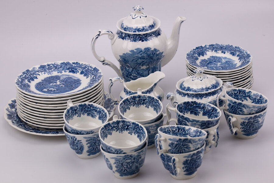 Service à thé vintage complet en porcelaine de Booths British Scenery