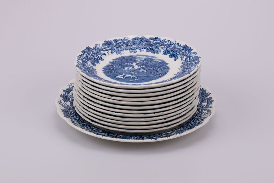 Assiettes à dessert vintage en porcelaine Booths British Scenery