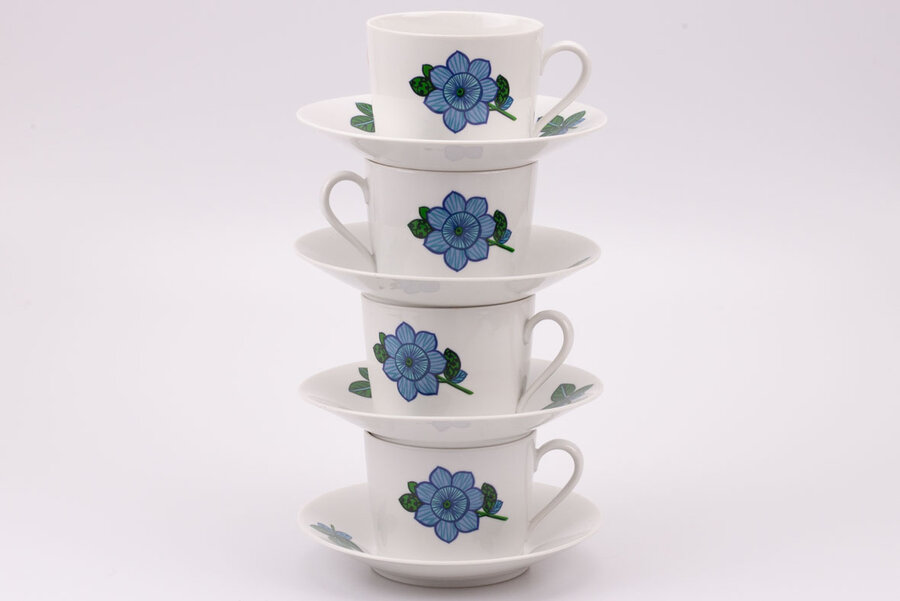 Tasses à café et sous-tasses vintage en porcelaine Seltmann Weiden