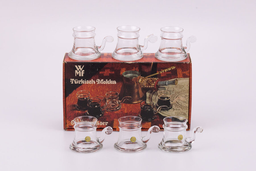 Boite de verres à mokka en verre vintage de WMF