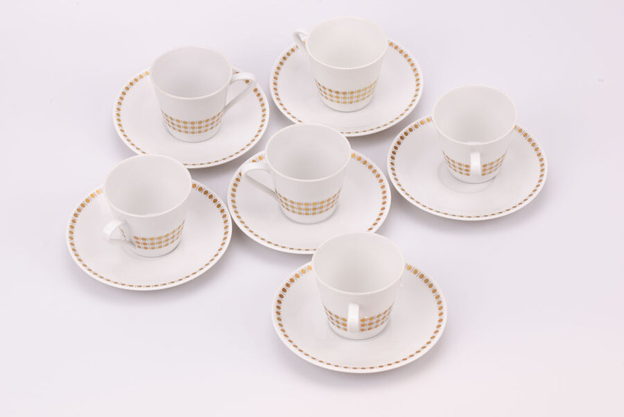 6 Tasses à café et sous-tasses vintage en porcelaine de Bavaria