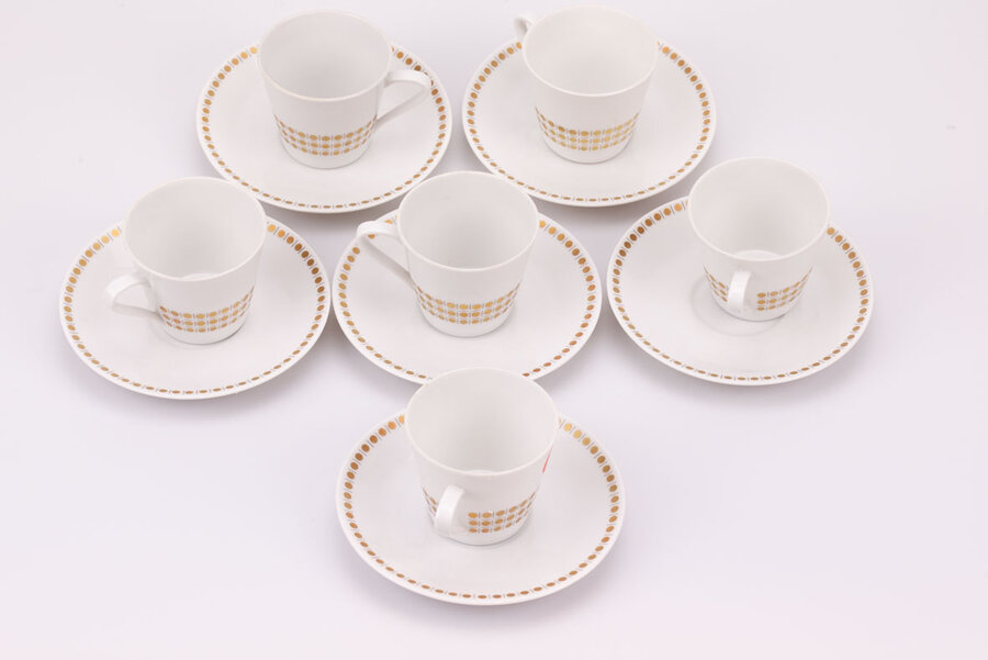 6 Tasses à café et sous-tasses vintage en porcelaine de Bavaria