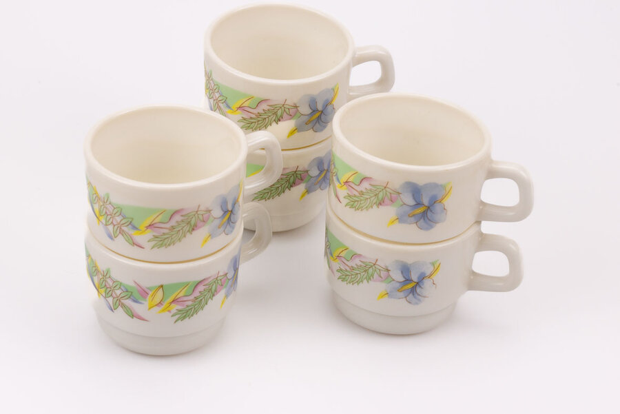 6 Tasses à café en verre blanc d'Arcopal modèle Gastronomie