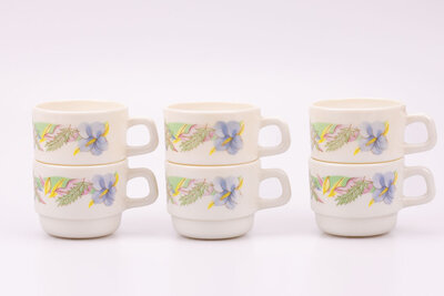 6 Tasses à café en verre blanc d'Arcopal modèle Gastronomie