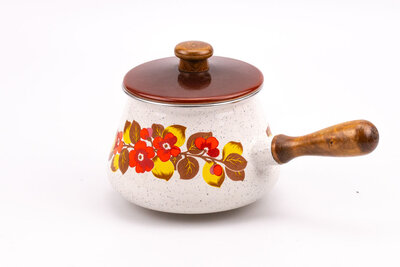 Casserole motif fleuri seventies