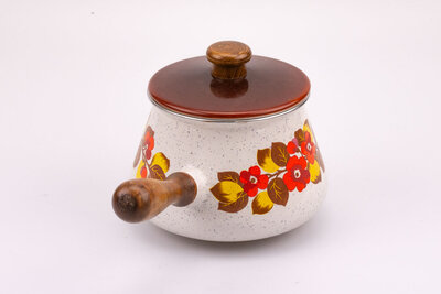 Casserole motif fleuri seventies