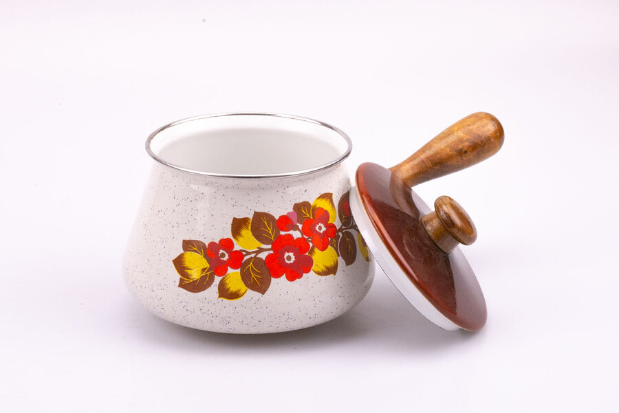 Casserole motif fleuri seventies