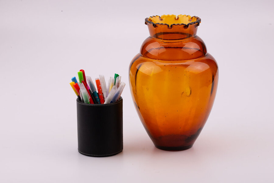 Vase vintage ambre orange