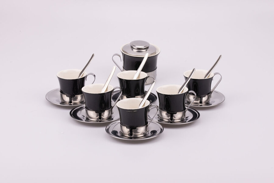 Service à café 6 personnes Porcelaine et métal