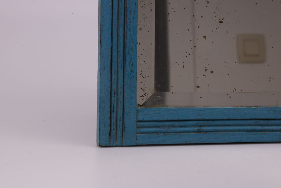 Cadre en bois bleu avec miroir