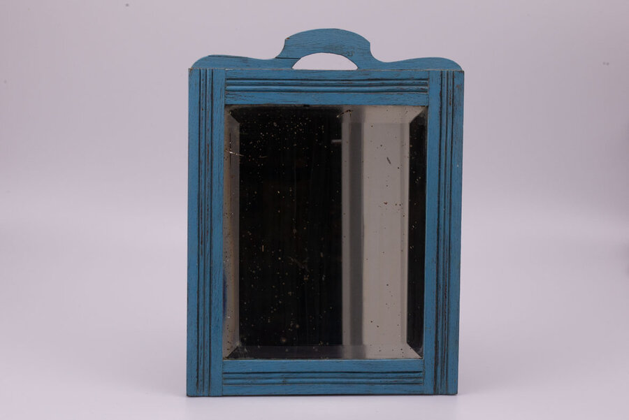 Cadre en bois bleu avec miroir