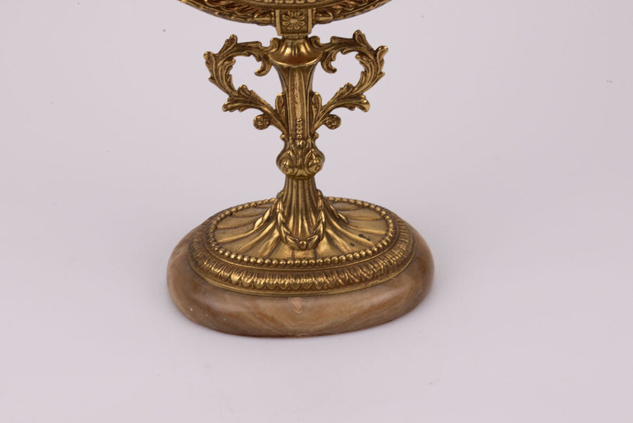 Miroir coiffeuse métal doré avec pied en marbre